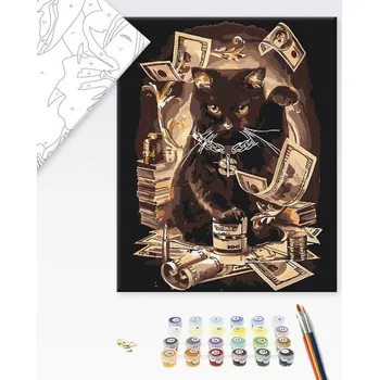 Brushme Malování podle čísel kočka milionářka