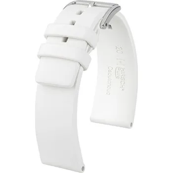 Řemínek na hodinky Kaučukový řemínek Hirsch Pure 40418800-2, bílý, přírodní kaučuk, délka L, Quick Release - 18 mm
