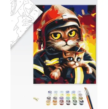 Brushme Malování podle čísel hrdinská kočka s koťátkem