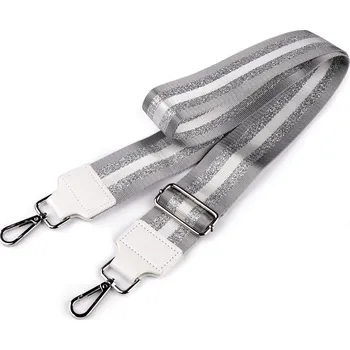 Popruh na tašku s karabinami šíře 5 cm, barva 7 šedá světlá stříbrná