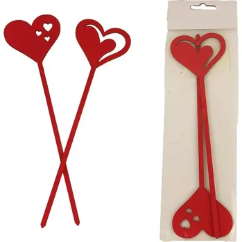 Zápich Srdce 24cm červené 2 kusy
