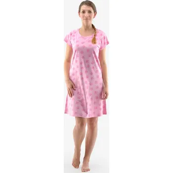 Dámská noční košile GINA dámské košilka noční dámská krátký rukáv, šité, s potiskem Pyžama 2022 19132P - růžovofialová pink L, vel. L, růžovofialová pink