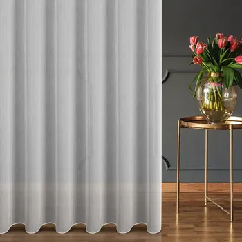 Voálová záclona PABRA hustě tkaná jemně žíhaná, s olůvkem, bílá, výška 70cm ( v metráži)