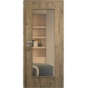 Interiérové dveře SAPELI ELEGANT KOMFORT M40 - CPL LAMINÁT - OTOČNÉ DVEŘE VČ. ZÁRUBNĚ - Dub sherwood Průchozí šířka (cm): 120, Průchozí výška (cm): 197, Typ skla: Planibel bronz