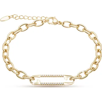 Náramek biju Pozlacený náramek s obdelníkem a zirkony 2450