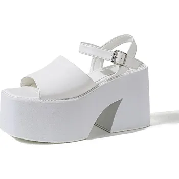 Dámské sandále Klasické sandály na vysoké platformě Barva: Bílá, Velikost: 39