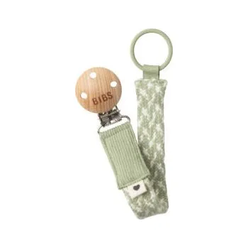 klip na dudlíky Bibs Paci Braid klip na šidítko s kroužkem Sage-ivory