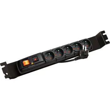 Rozvaděč Prodlužka ACAR F5 FA 3m 5 pozic BK, s přep. ochranou vč. držáku do 19" lišt