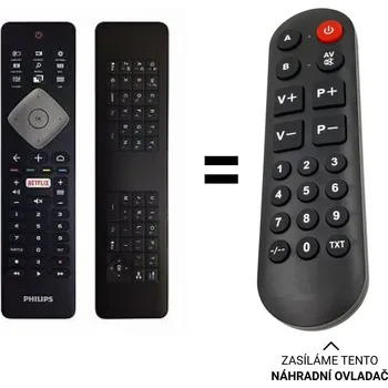 Dálkový ovladač Philips 996597000319, YKF413-002 náhradní dálkový ovladač pro seniory bez zadní klávesnice