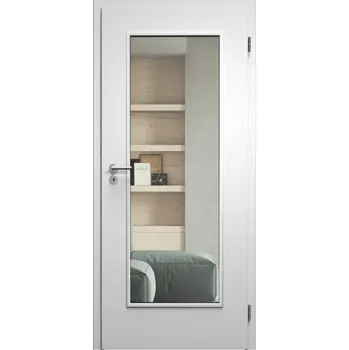 Interiérové dveře SAPELI ELEGANT KOMFORT M40 - CPL LAMINÁT - OTOČNÉ DVEŘE VČ. ZÁRUBNĚ - Bílá pór Průchozí šířka (cm): 80, Průchozí výška (cm): 197, Typ skla: Čiré sklo