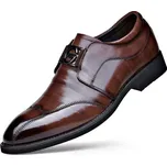 Pánské kožené polobotky Retro oxvordky s přezkou Barva: Tmavě Hnědá, Velikost: 38