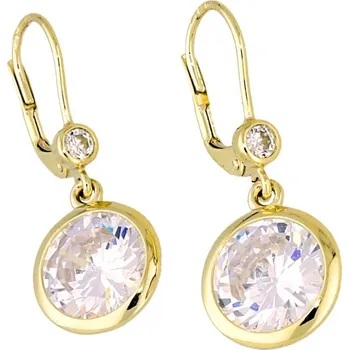 Náušnice Goldstore Zlaté lesklé náušnice se zirkony Váha: 4.82 g