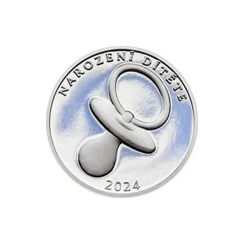 Stříbrný medailon k narození dítěte 2024 - 28 mm