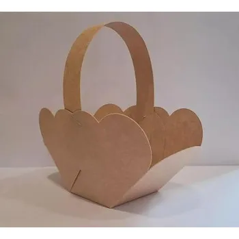 Svatební dekorace Svatební košíček KRAFT výsek SRDCE (10ks)