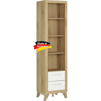 regál Vysoký dubový regál z masivu s matnou bílou MDF BERLIN-V01-2BN