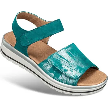 Dámská zdravotní obuv Dámské komfortní sandály s pásky na suchý zip, velurová useň, petrolejová: 41