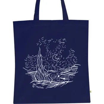 BIO plátěná taška s potiskem Vincent van Gogh- Noční obloha bílá