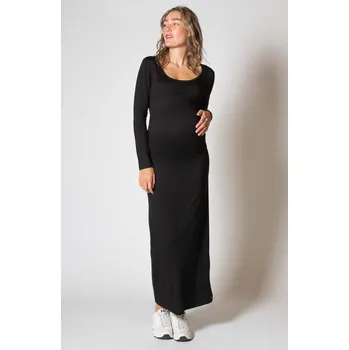 Těhotenské šaty Love2wait Dlouhé těhotenské šaty černé Ecovero dlouhý rukáv Velikost: XL