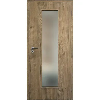 Interiérové dveře SAPELI ELEGANT KOMFORT M55 - CPL LAMINÁT - OTOČNÉ DVEŘE VČ. ZÁRUBNĚ - Dub sherwood Průchozí šířka (cm): 120, Průchozí výška (cm): 197, Typ skla: Satináto bílé