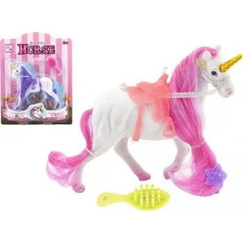 Figurka Jednorožec fliška 15cm česací se sedlem s doplňky