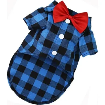 Obleček pro psa Košile pro malé pejsky - Modrý pléd,XL