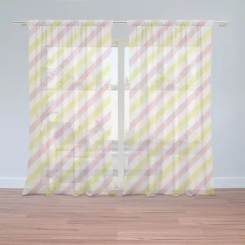 Záclona Záclony Růžové a žluté pruhy: 2 ks - 150x250 cm - Sablio