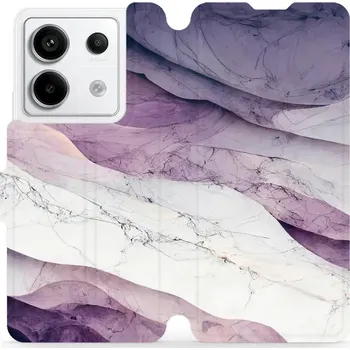 Pouzdro na mobilní telefon Flipové pouzdro Mobiwear - Xiaomi Redmi Note 13 Pro 5G / Poco X6 5G - VP31S Bílý a fialový mramor (Knížkové flip pouzdro, obal, kryt na mobil Xiaomi Redmi Note 13 Pro 5G / Poco X6 5G - VP31S Bílý a fialový mramor, materiál Umělá kůže + TPU - ochrana 360°,