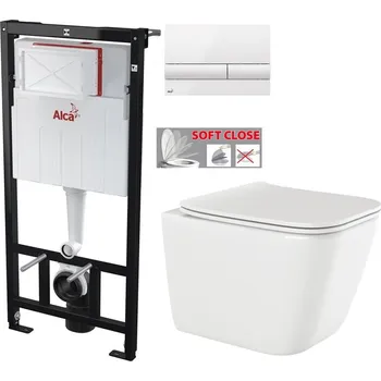 Klozet Předstěnový instalační systém s bílým tlačítkem M1710 + WC INVENA PAROS + SEDÁTKO AM101/1120 M1710 RO1