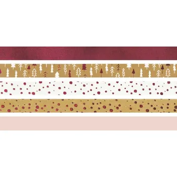 Lepicí páska washi pásky mini Heyda - vánoční sada 5 ks červenorůžová