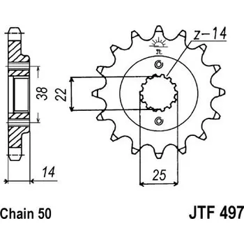 Řetězová sada pro motocykl Řetězové kolečko JT JTF 497-15 15 zubů, 530