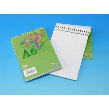 Blok poznámkový A6 čtvereček hor. spirála 70l /16075/ SCP Notes a.s.