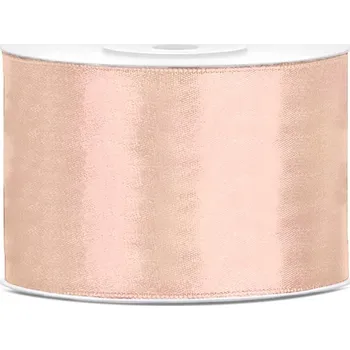 Stuha PartyDeco Stuha saténová světle korálová 38 mm x 25 m - saténové široké dekorační stuhy 3,8 cm x 25 m na svatební aranžmá, mašle, dekorace