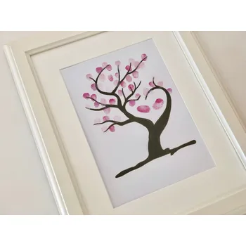 Svatební dekorace Svatba-eshop Svatební strom hnědý s větvemi do tvaru srdce A4 - svatební stromy