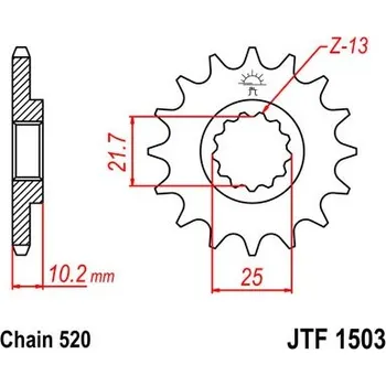 Řetězová sada pro motocykl Řetězové kolečko JT JTF 1503-13 13 zubů, 520