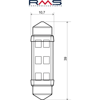 Autožárovka Žárovka RMS 246510595 12V 6 Led, SV8.5 bílá