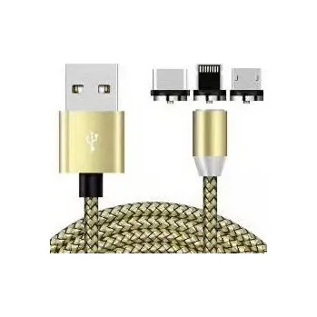 Ceteris Univerzální nabíjecí kabel magnetický 3v1 zlatý