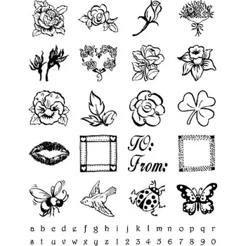 Razítko SMT Creatoys Silikonová gelová razítka - Kytky a miniabeceda s čísly