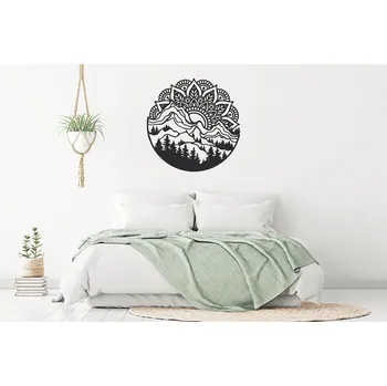 Samolepící dekorace Lepy.cz Samolepka na zeď Mandala - Les Velikost (šířka x výška): 75x75cm, Barevná varianta: Světle oranžová