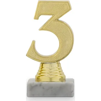 Figurka "3", zlatá, 12cm, včetně podstavce