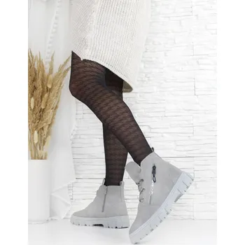 Dámská zimní obuv Cathay moda Zateplené kotníkové boty 3826-3L.G šedá 38