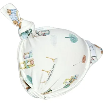 Šátek Mimilove Bavlněný dětský šátek s kšiltem 6-18m. Vláčky White