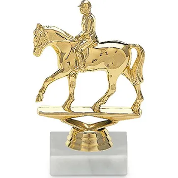 Figurka kůň s jezdcem, 13 cm, zlatá, včetně podstavce