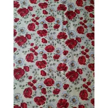 Bavlněná látka Rozkvetlé máky okrová sv. š.160