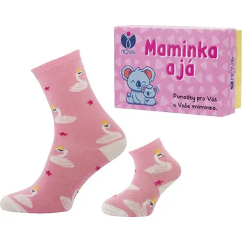 Dámské ponožky Ponožky dárkové kojenecké a dospělé Novia - máma + dítě - labuť