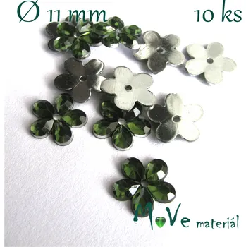 Květina plast 11mm našívací 10 ks zelená