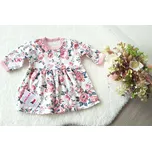 AMÁLKA Bavlněné šaty dlouhý rukáv, pudrově růžové květy Velikost: 86