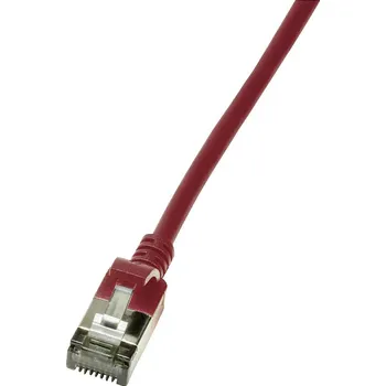Datový kabel LogiLink CQ9054S RJ45 síťové kabely, propojovací kabely CAT 6A U/FTP 2.00 m červená extrémně tenký , samozhášecí, flexibilní provedení, fóliové stínění, bez