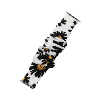 Příslušenství k chytrým hodinkám Elastický řemínek ve stylu gumičky pro Apple Watch 38/40/41/42mm Barva: Bílá s černými květy