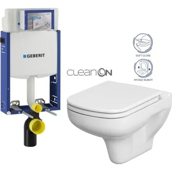 Klozet GEBERIT KOMBIFIX ECO, nádržka UP 320 bez tlačítka + WC CERSANIT CLEANON COLOUR + SEDÁTKO 110.302.00.5 CN1