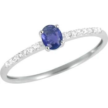 Prsten Dámský prsten bílé zlato 585/1000 přírodní diamant 0.30 ct modrý safír GKW46631 velikost 55